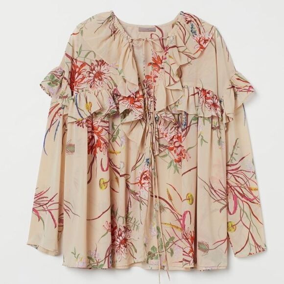 Flounce Trimmed Blouse H&M New - Picture 6 of 7